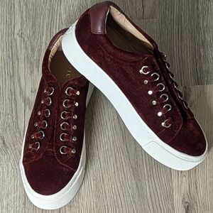 Joie Handan Rosewood Velvet Platform Sneakers New Sz 7 EU 37
